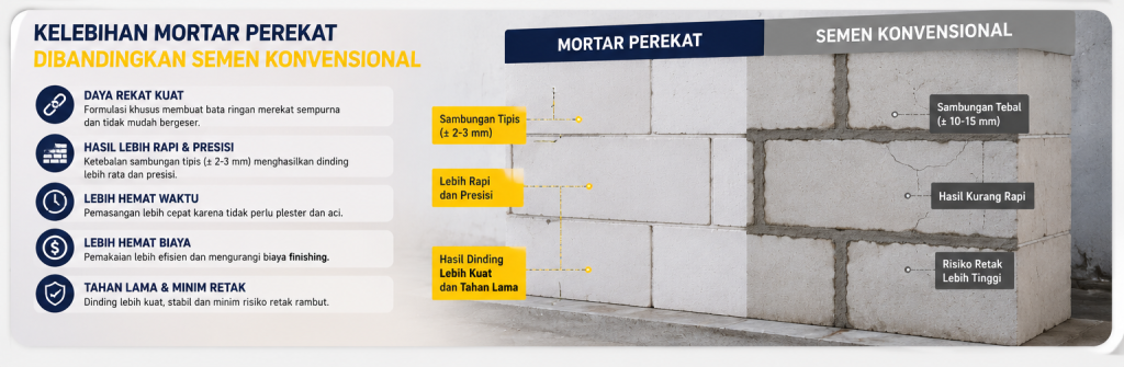 kelebihan semen perekat bata ringan